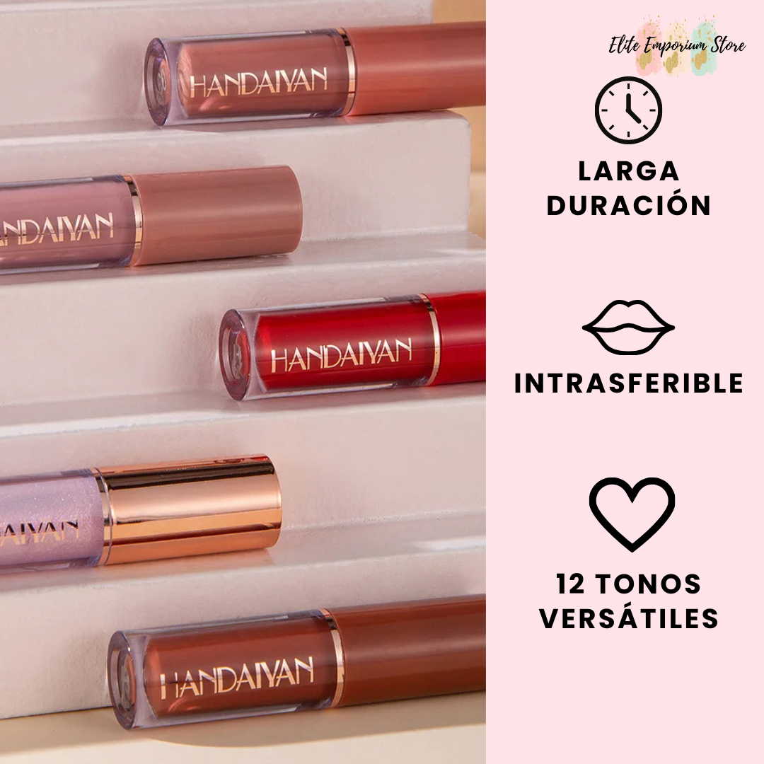 LuxeKiss™ | 12 Labiales Hidratantes: Color duradero sin resecar tus labios