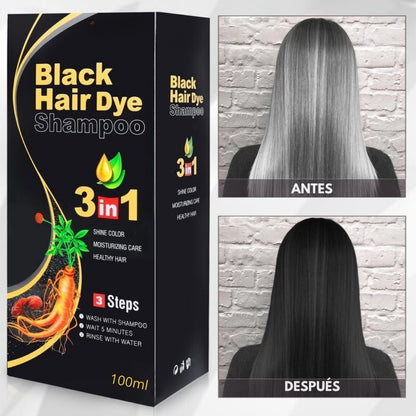 Shampoo Black Hair Dye | Recupera tu tono natural sin tintes: adiós a las canas con un solo lavado