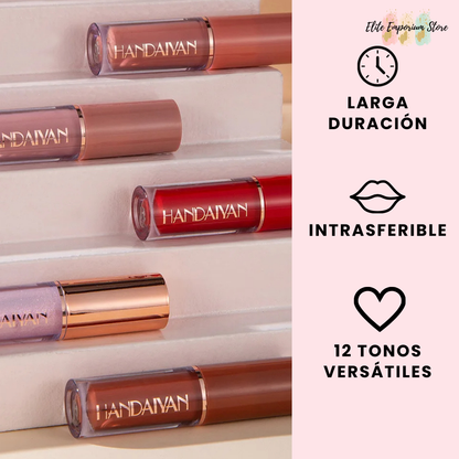 LuxeKiss™ | 12 Labiales Hidratantes: Color duradero sin resecar tus labios