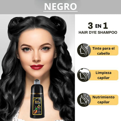 Shampoo Black Hair Dye | Recupera tu tono natural sin tintes: adiós a las canas con un solo lavado