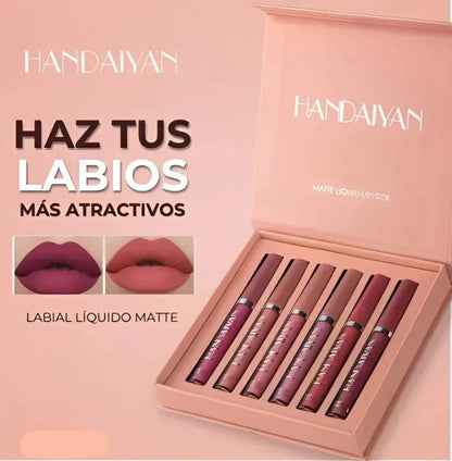 Set 6 Labiales LuxeKiss™ HANDAYAN -  Acabado mate perfecto | Sin retoques todo el día